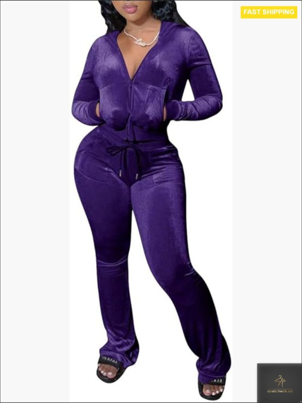 Velvet Tracksuit Set Zip Hoodie Joggers Casual Lounge Wear Y2K Chic
